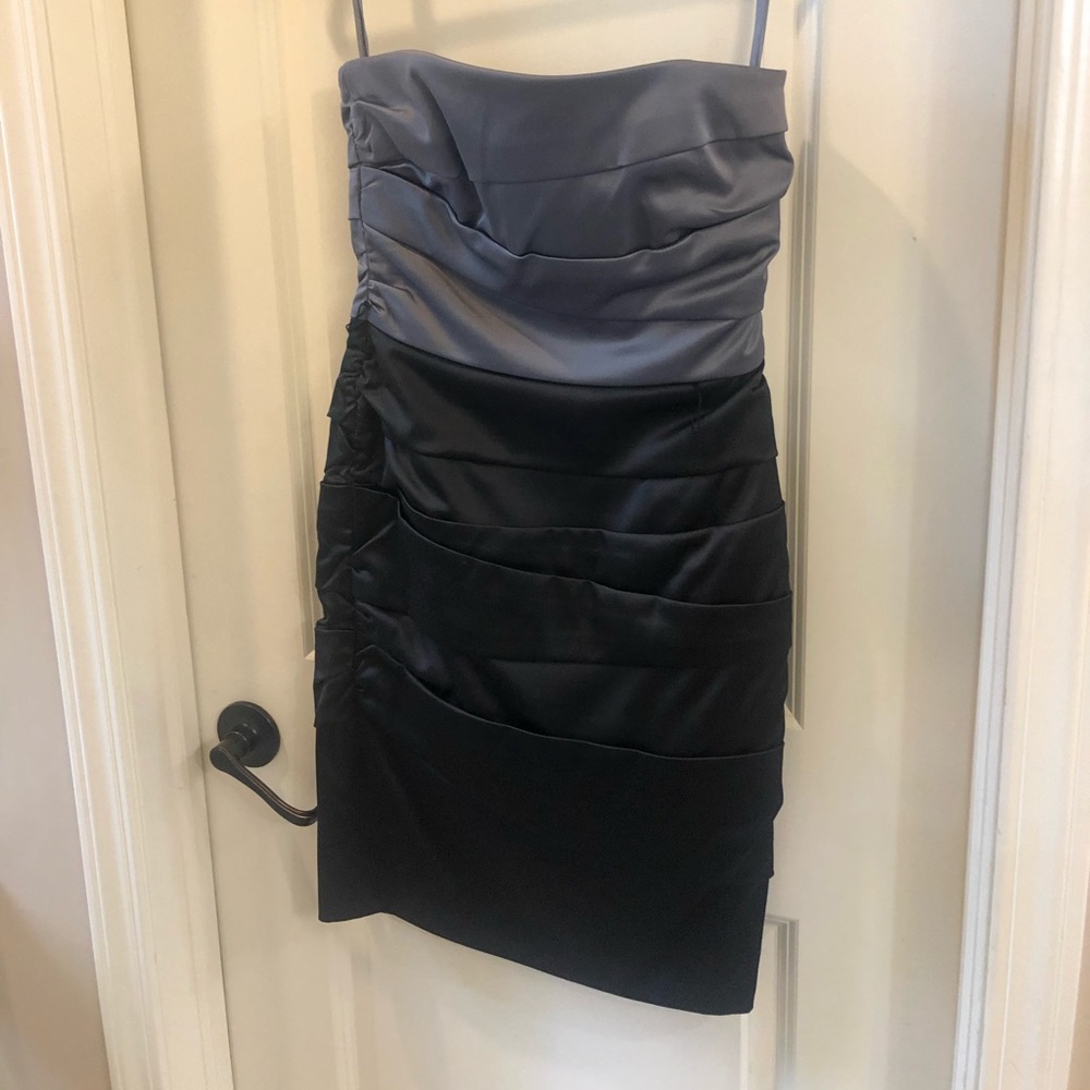 White House Black Market size 2 strapless black & silver dress